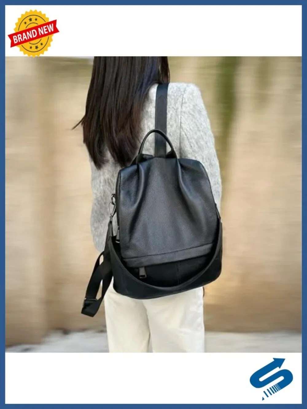 Genuine Leather Backpack Purse Anti-Theft Convertible Shoulder Bag